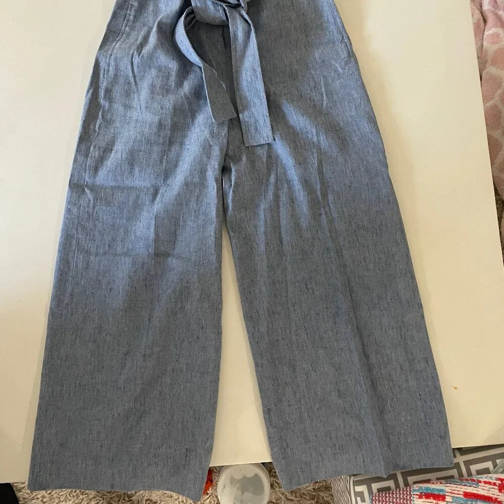 Theory high waist belted cropped linen pants Sz 2